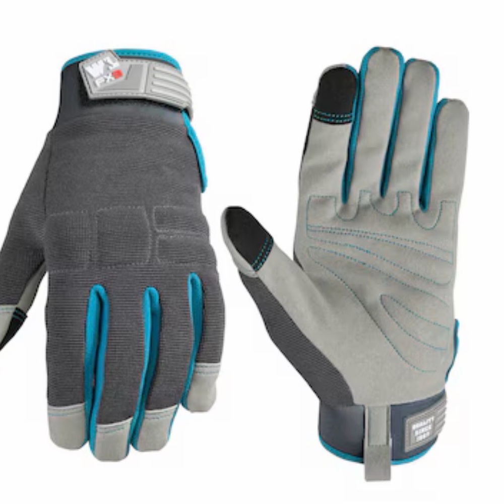 Gray and Blue Wearable Electronics Gloves